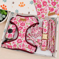 Designed Pink Blossom Floral Dog Vest Set