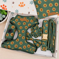 Designed Evergreen Sunflower Floral Dog Vest Set