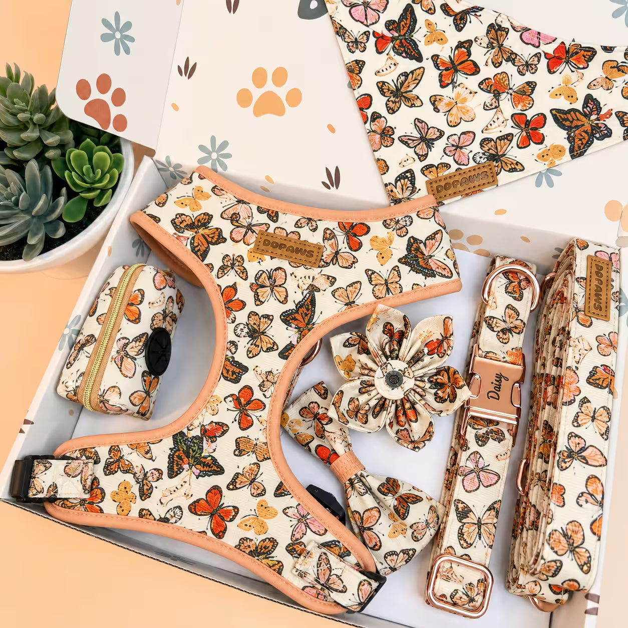 Designed Butterfly Dog Vest Set