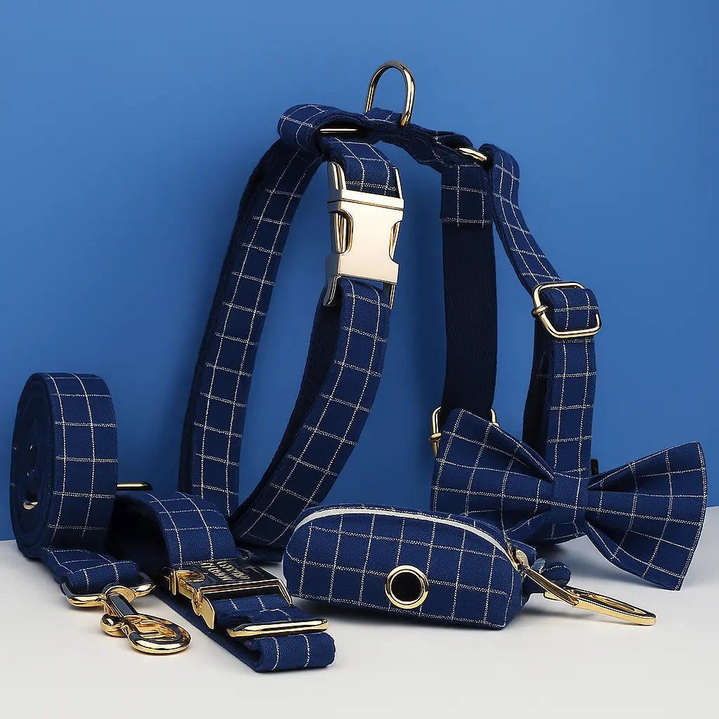 Plaid Dark Blue Set