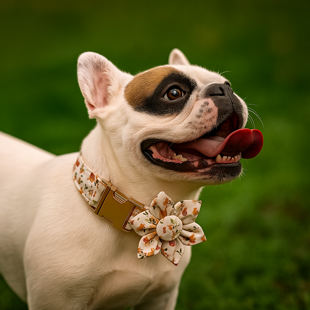 Luxury Flower Soft Cotton Personalized Dog Collar, Leash & Harness Set