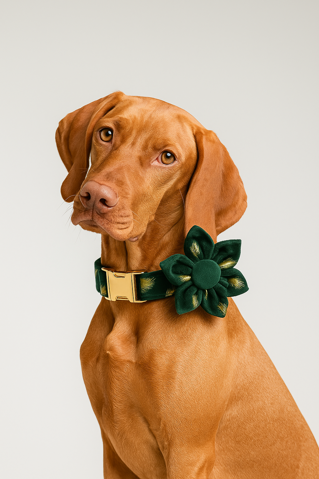 Green feather velvet  Personalized Dog Collar, Leash & Harness Set