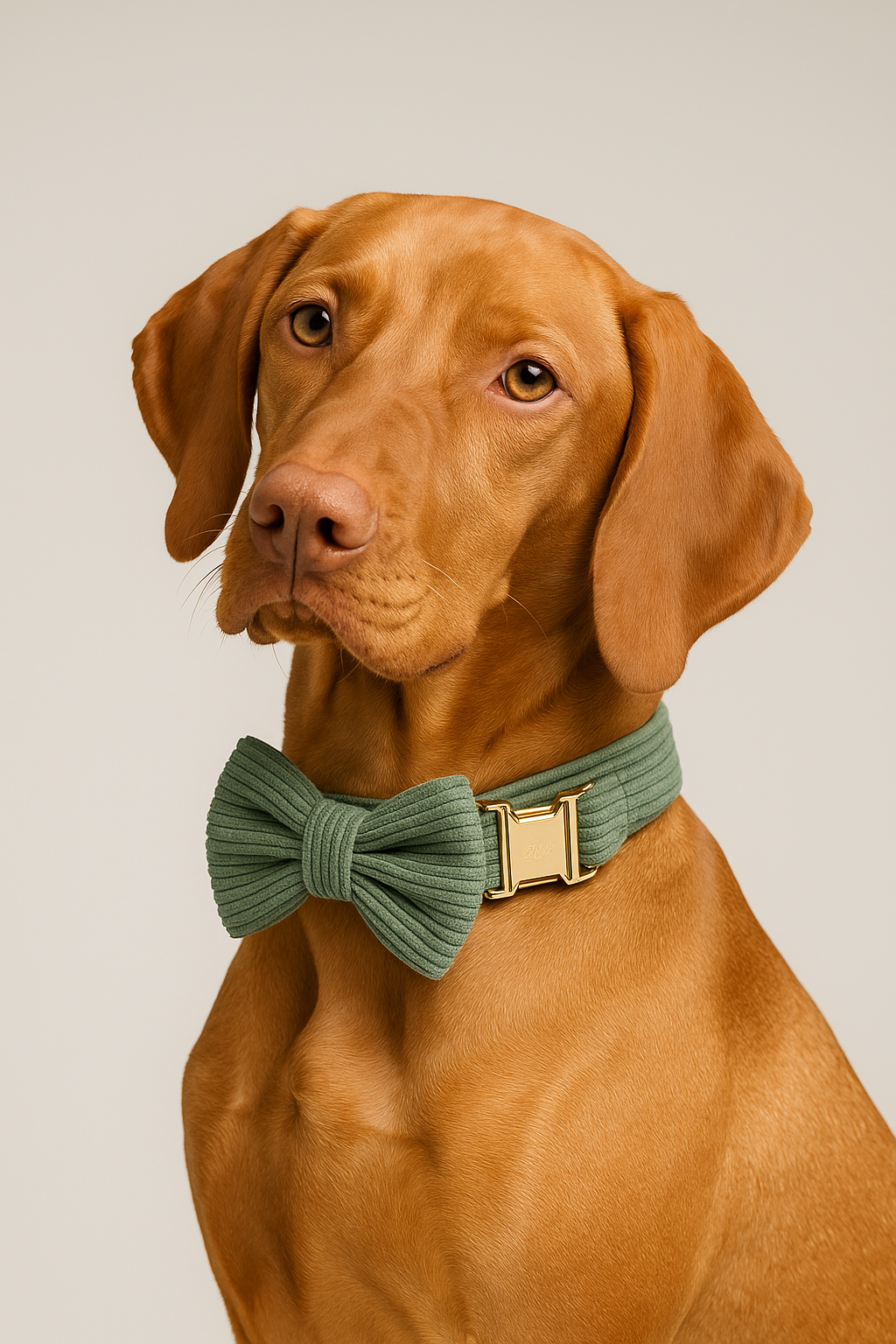 Dark Green Corduroy Personalized Dog Collar, Leash & Harness Set