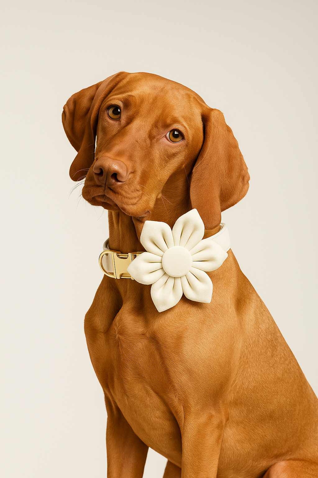 Milky White Velvet Personalized Dog Collar, Leash & Harness Set