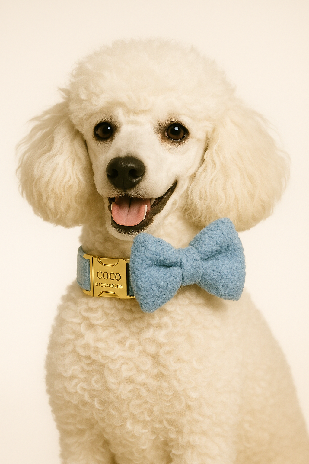 Teddy Velvet Personalized Dog Collar, Leash & Harness Set