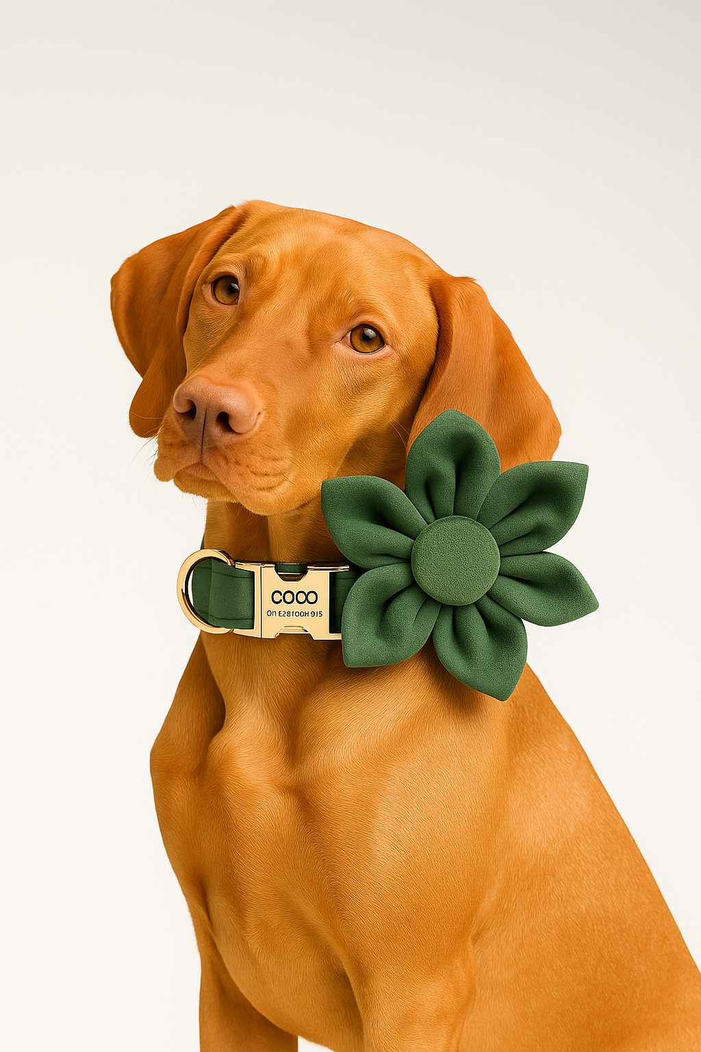 Forest Green Velvet Personalized Dog Collar, Leash & Harness Set