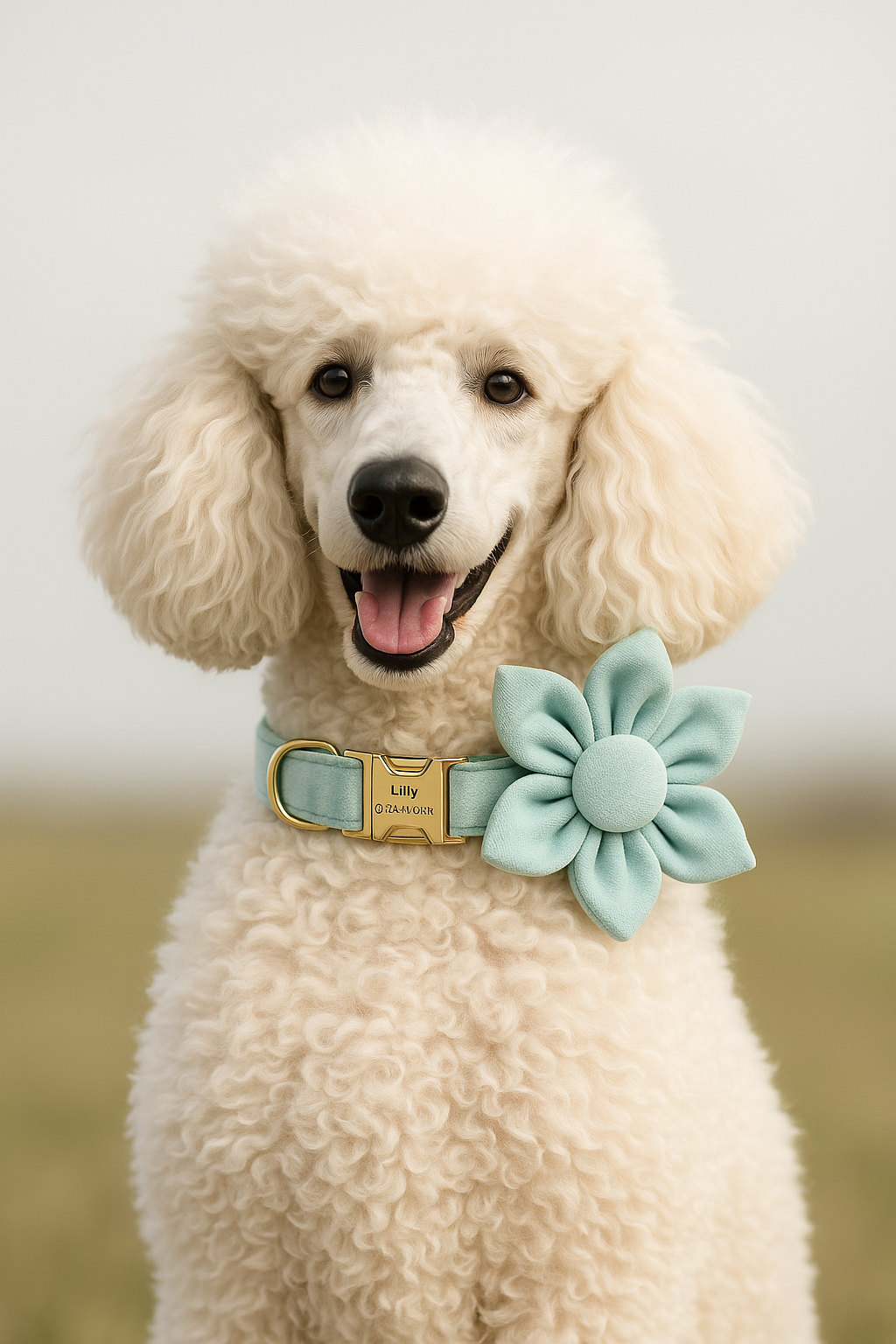 Green Velvet Personalized Dog Collar, Leash & Harness Set