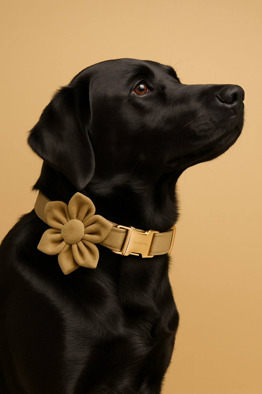 Shallow Khaki Velvet Personalized Dog Collar, Leash & Harness Set