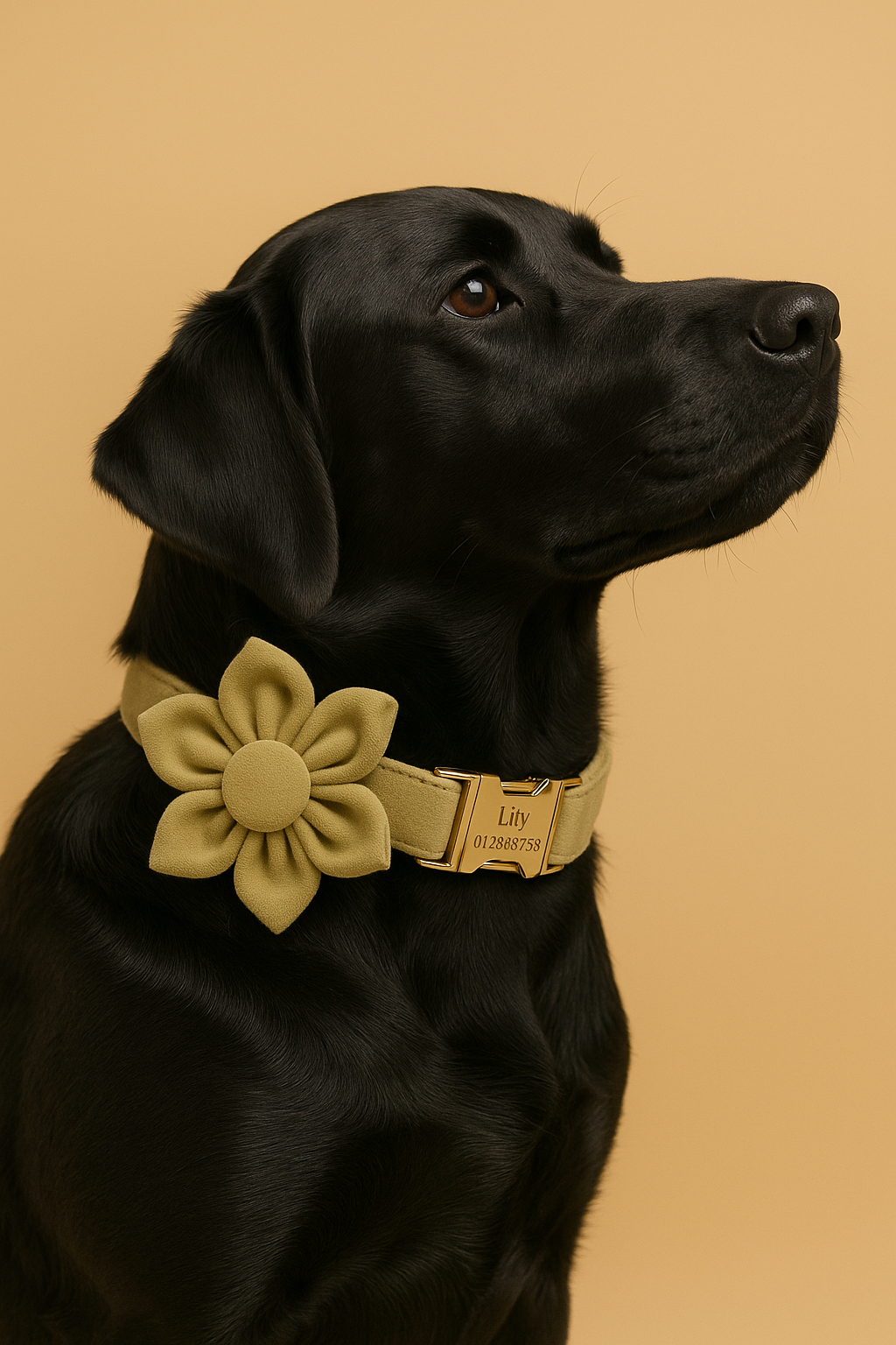 Nude Velvet Personalized Dog Collar, Leash & Harness Set