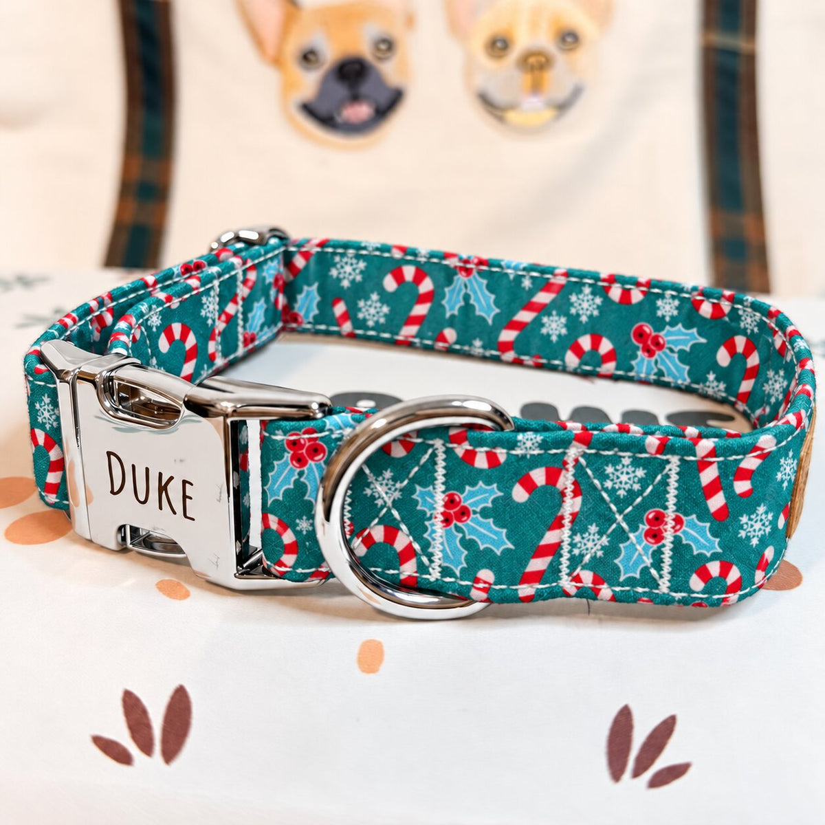 Designed Christmas Candy Cane Dog Harness Set