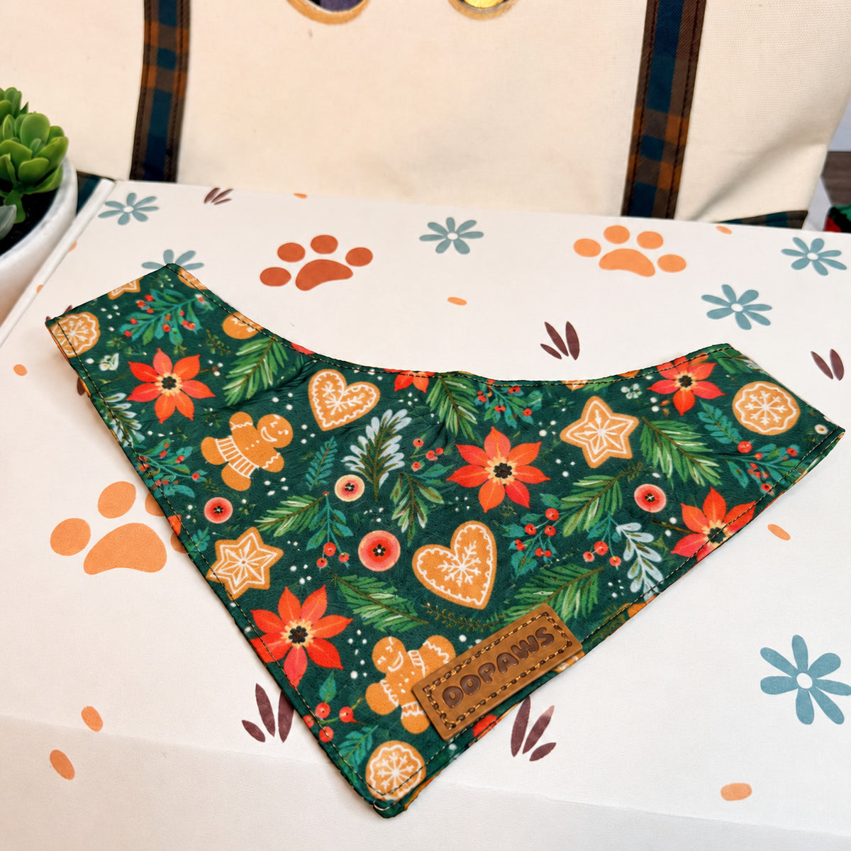 Designed Christmas Gingerbread Dog Harness Set