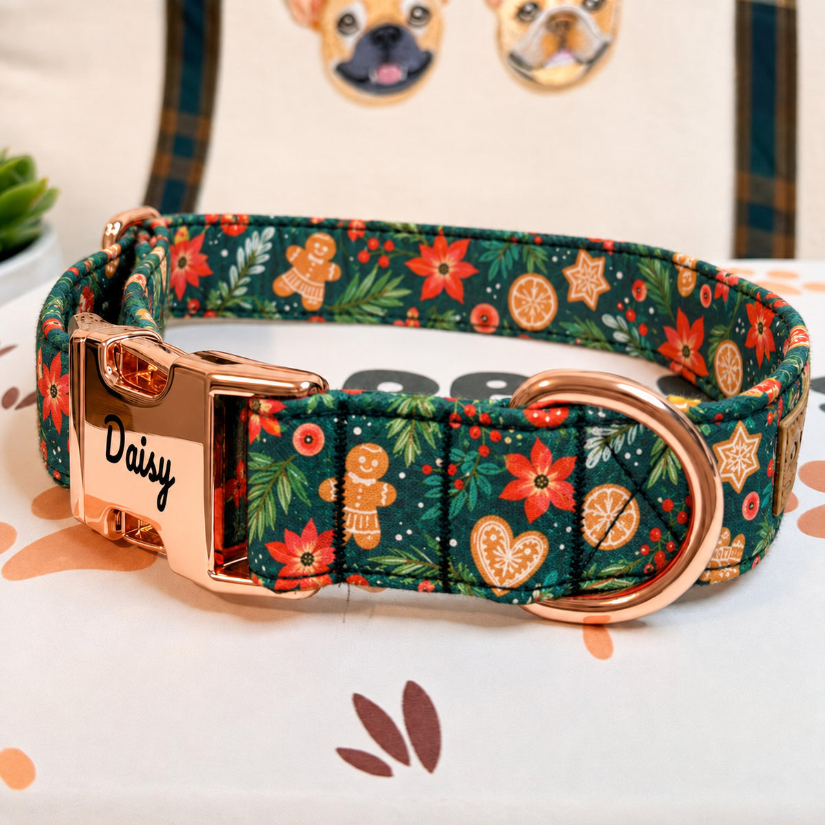 Designed Christmas Gingerbread Dog Harness Set