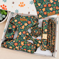 Designed Christmas Gingerbread Dog Harness Set