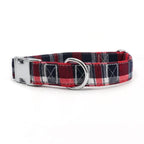 D&D Paws Collar Designed Crimson Navy Plaid Dog Vest Set