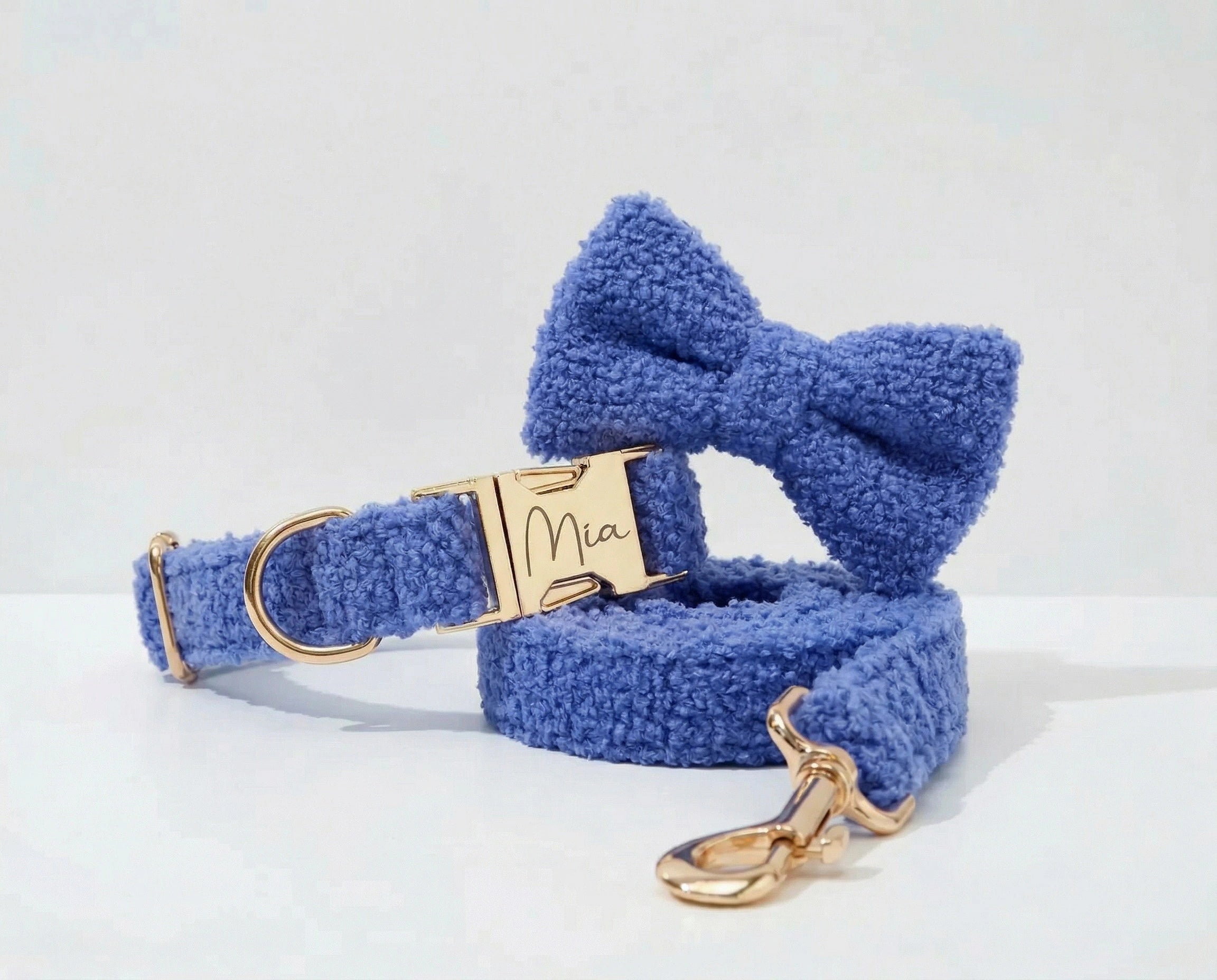 Blue Teddy Collar Leash Set