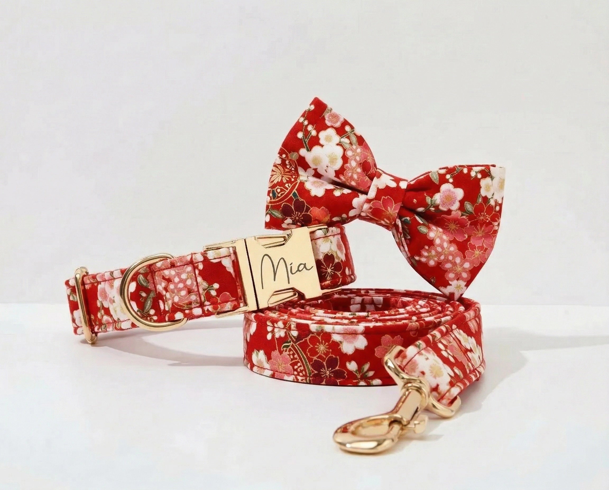 Ruby Bloom Floral Collar Leash Set