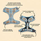 Designed Blue Brown Plaid Dog Vest Set