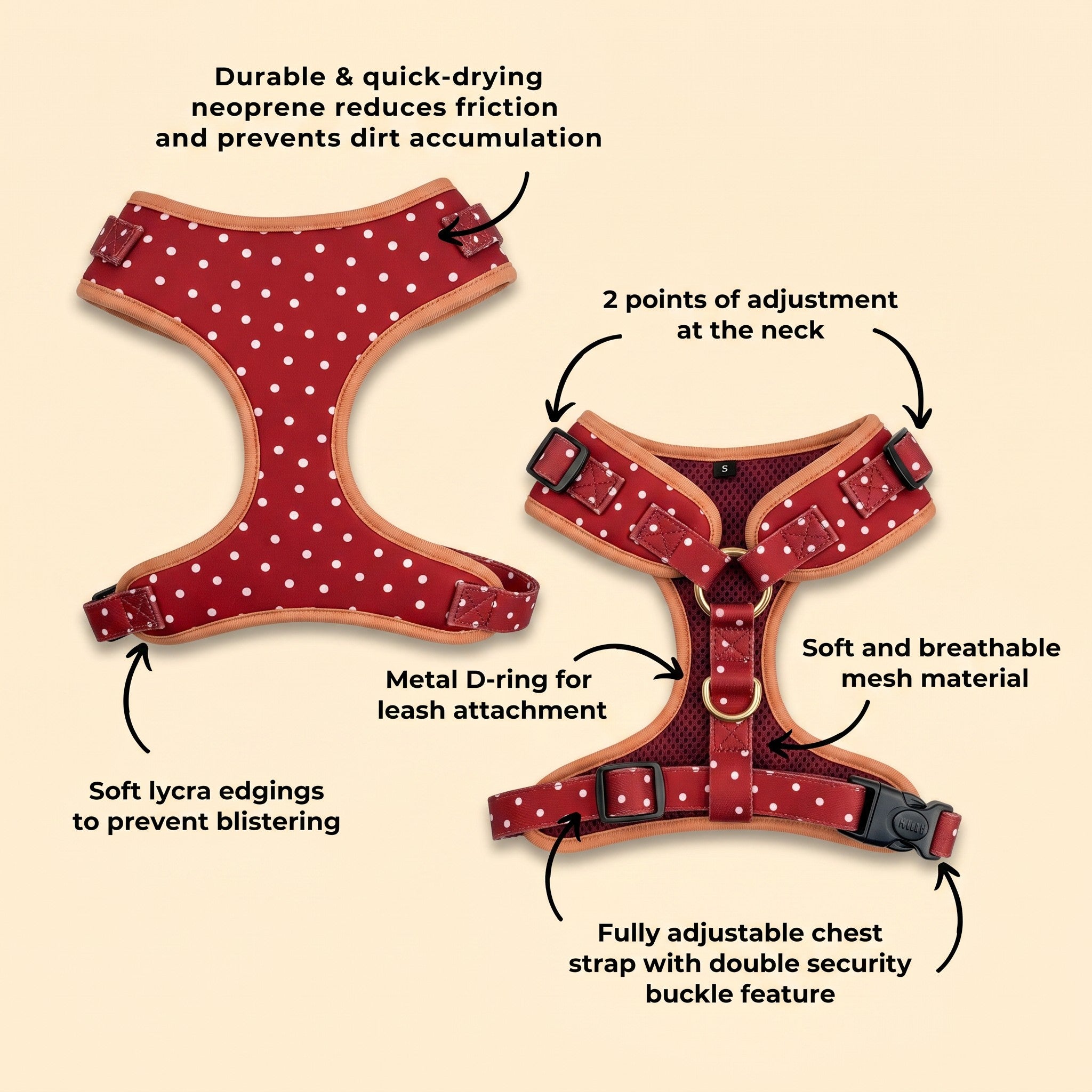 Designed Red Polka Dot Dog Vest Set