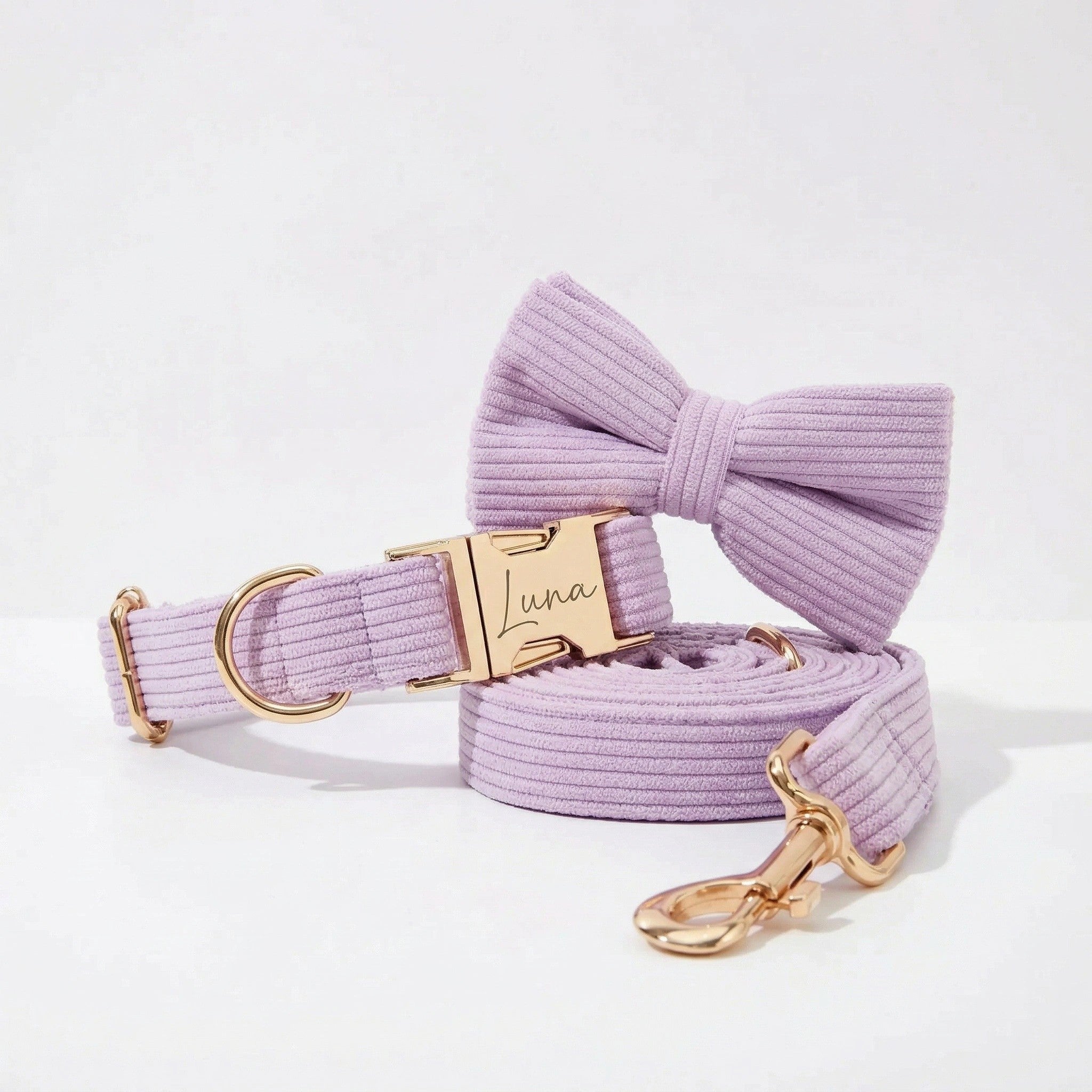 Lavender Mist Corduroy Collar Leash Set