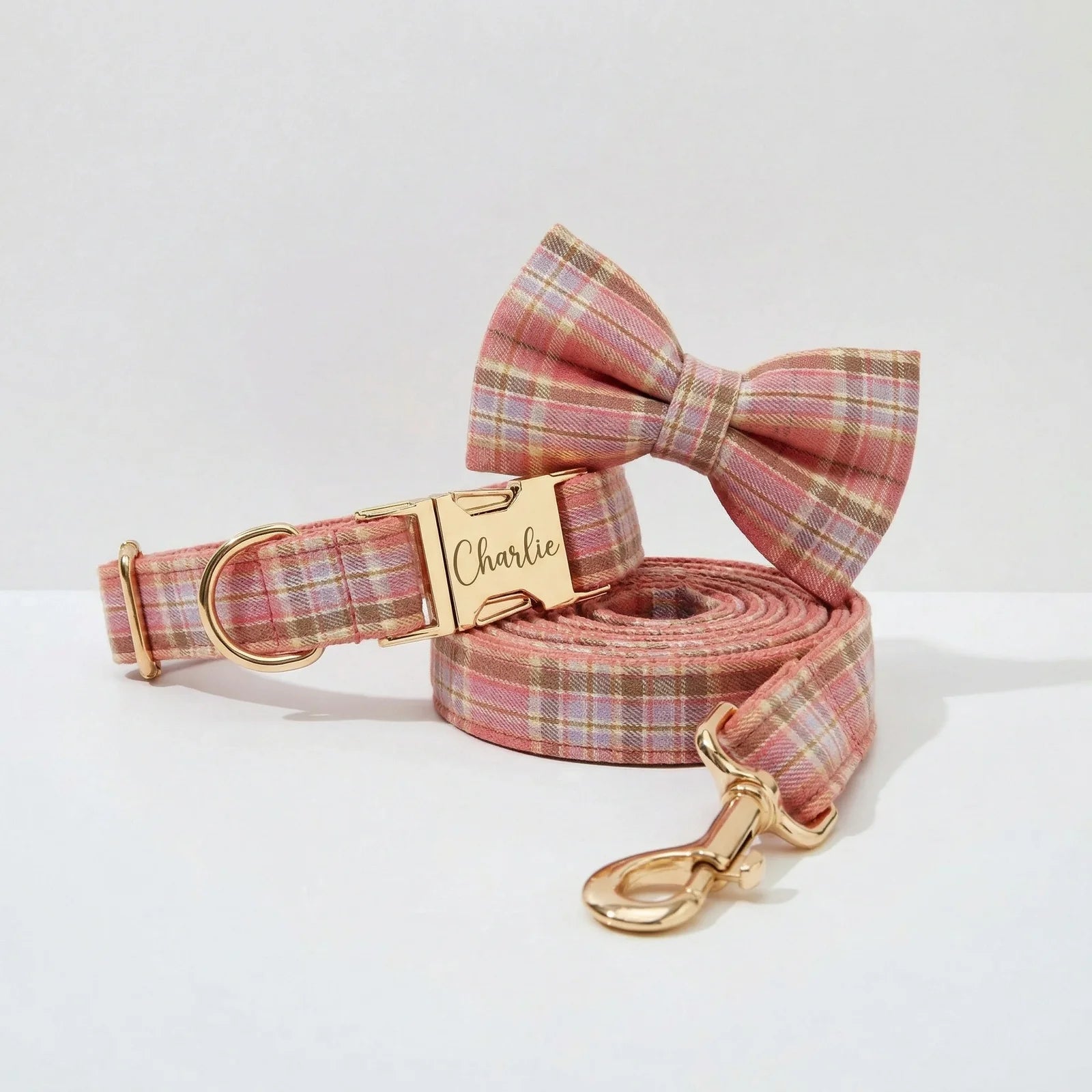 Coral Pink Plaid Set