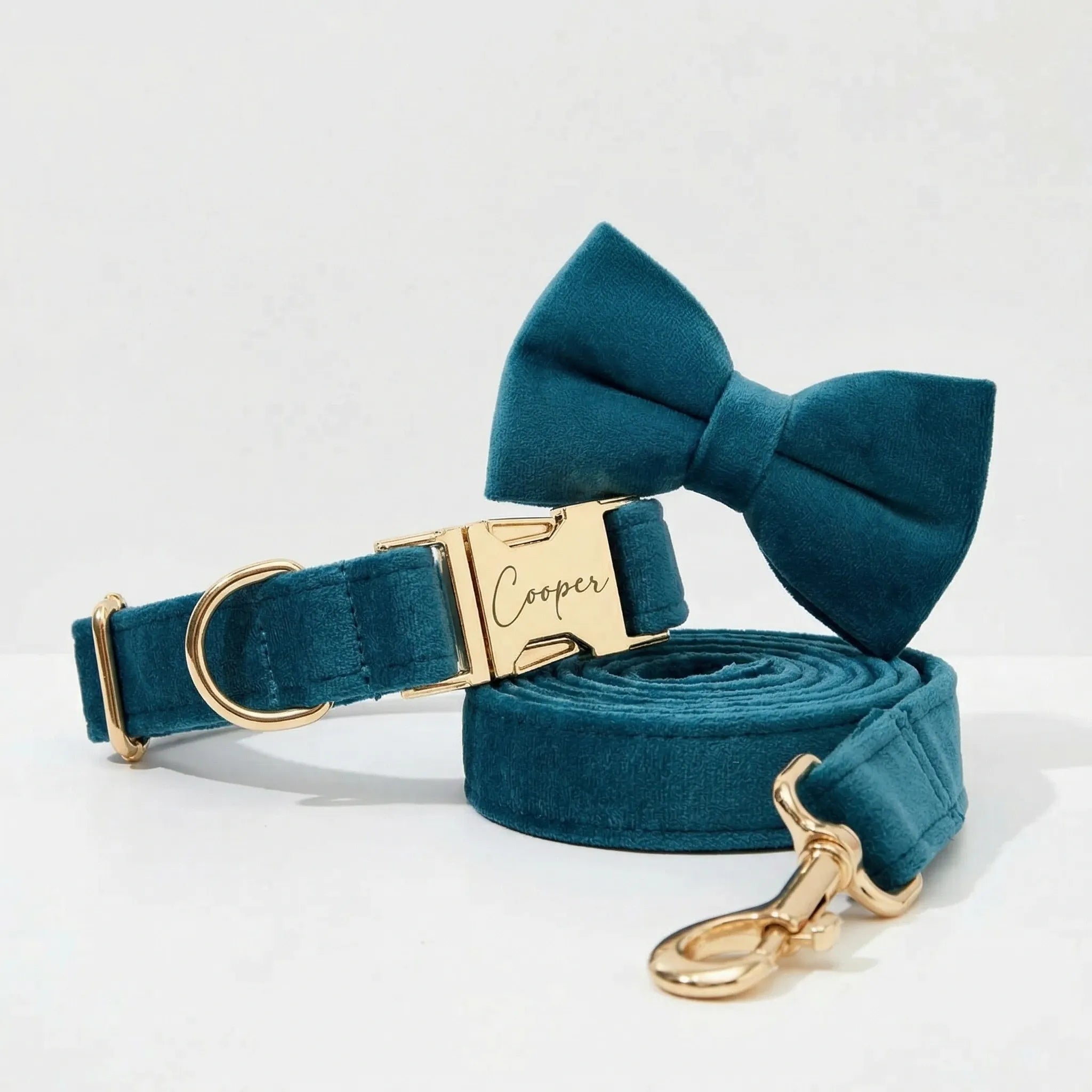 Lime Green Velvet Collar Leash Set