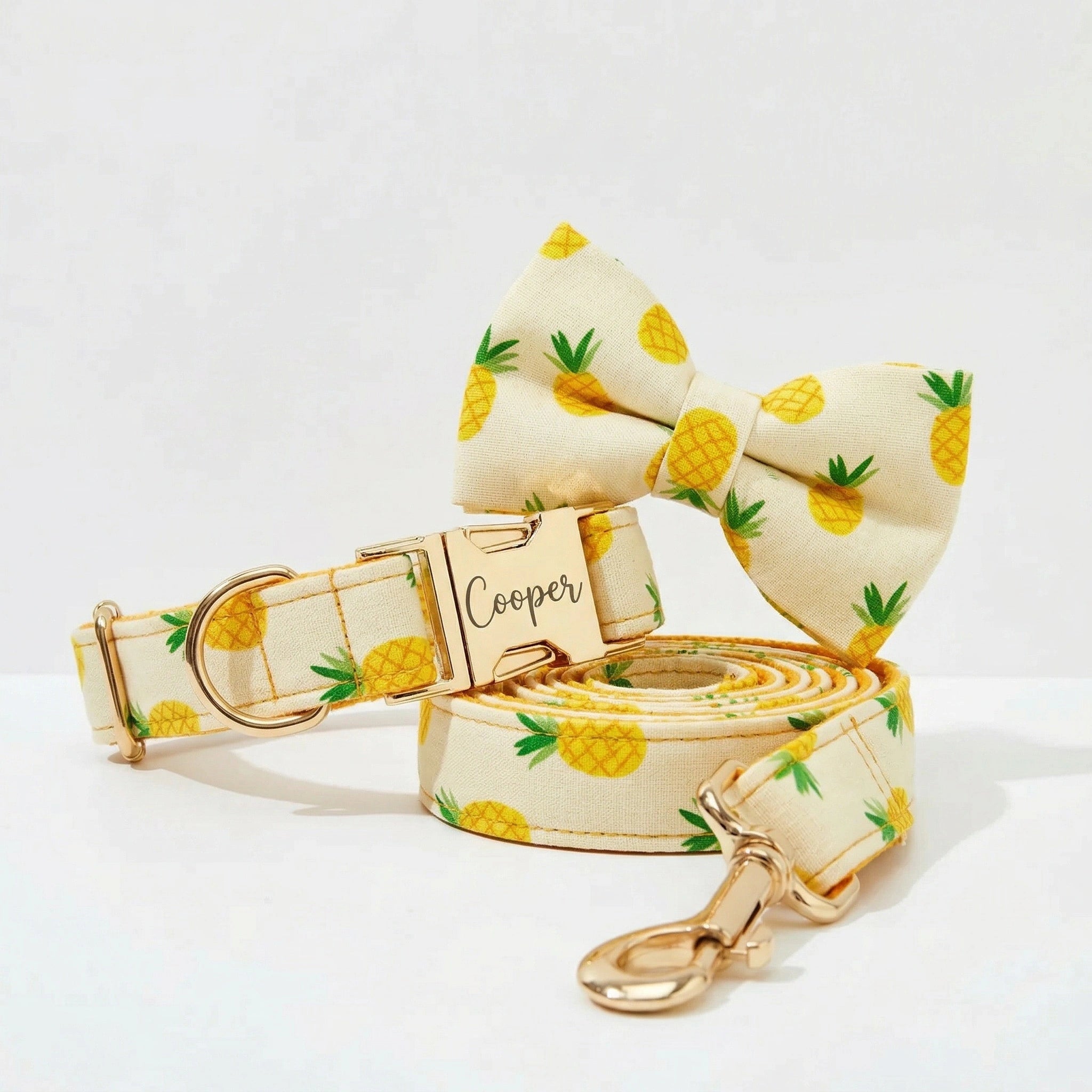 Pineapple Print Cotton Collar Leash Set