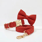 Red Velvet Dog Collar Set