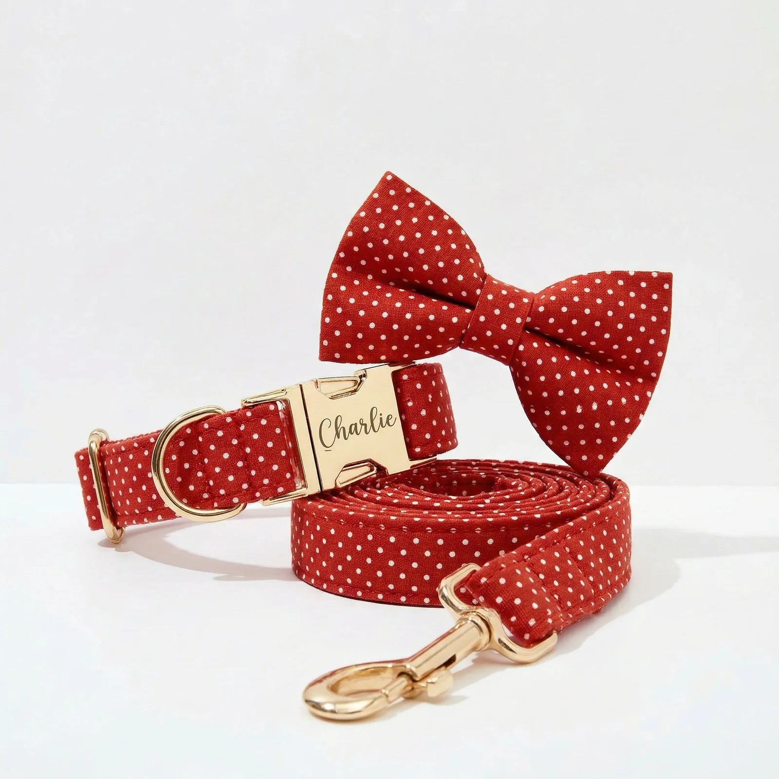 Red Velvet Dog Collar Set