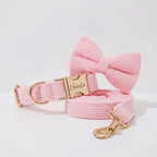 Pink Corduroy Collar Leash Set