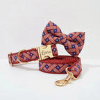 America Flag Print Collar Leash Set