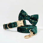 Green Star Velvet Collar Leash Set