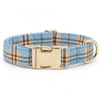 Designed Blue Brown Plaid Dog Vest Set