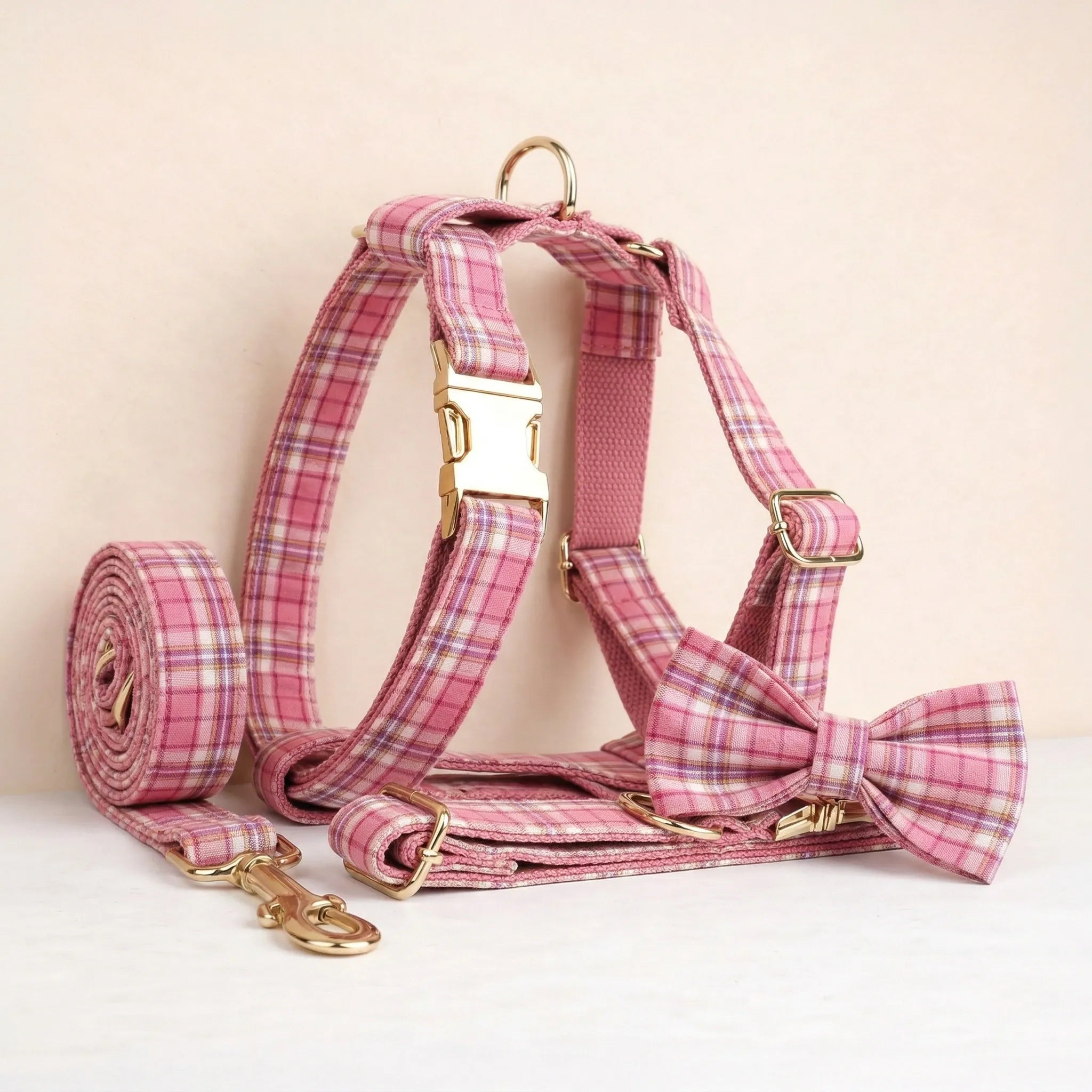 DDPaws  Rose Pink Plaid Set