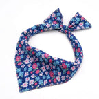 D&D Paws Bandana Designed Navy Retrol Floral Dog Vest Set