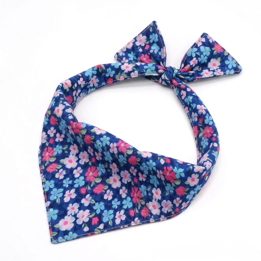 D&D Paws Bandana Designed Navy Retrol Floral Dog Vest Set