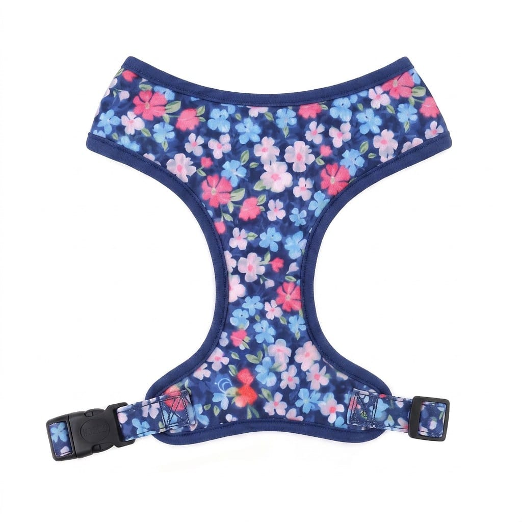 D&D Paws Harness Designed Navy Retrol Floral Dog Vest Set