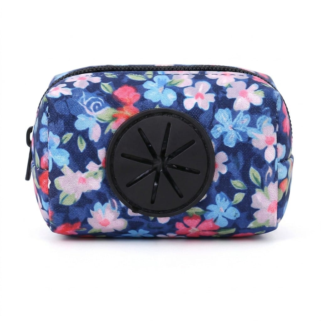 D&D Paws Poop Bag Holder Designed Navy Retrol Floral Dog Vest Set