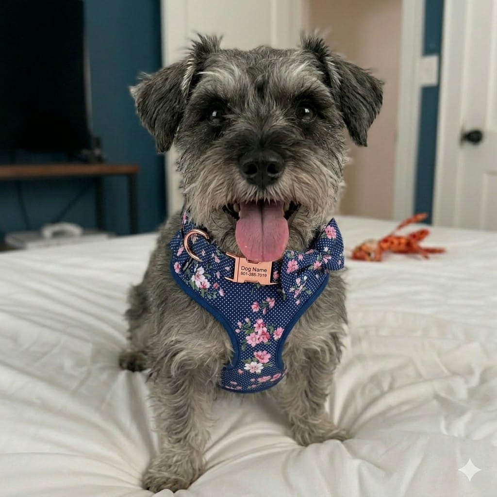 D&D Paws Designed Navy Floral Dog Vest Set