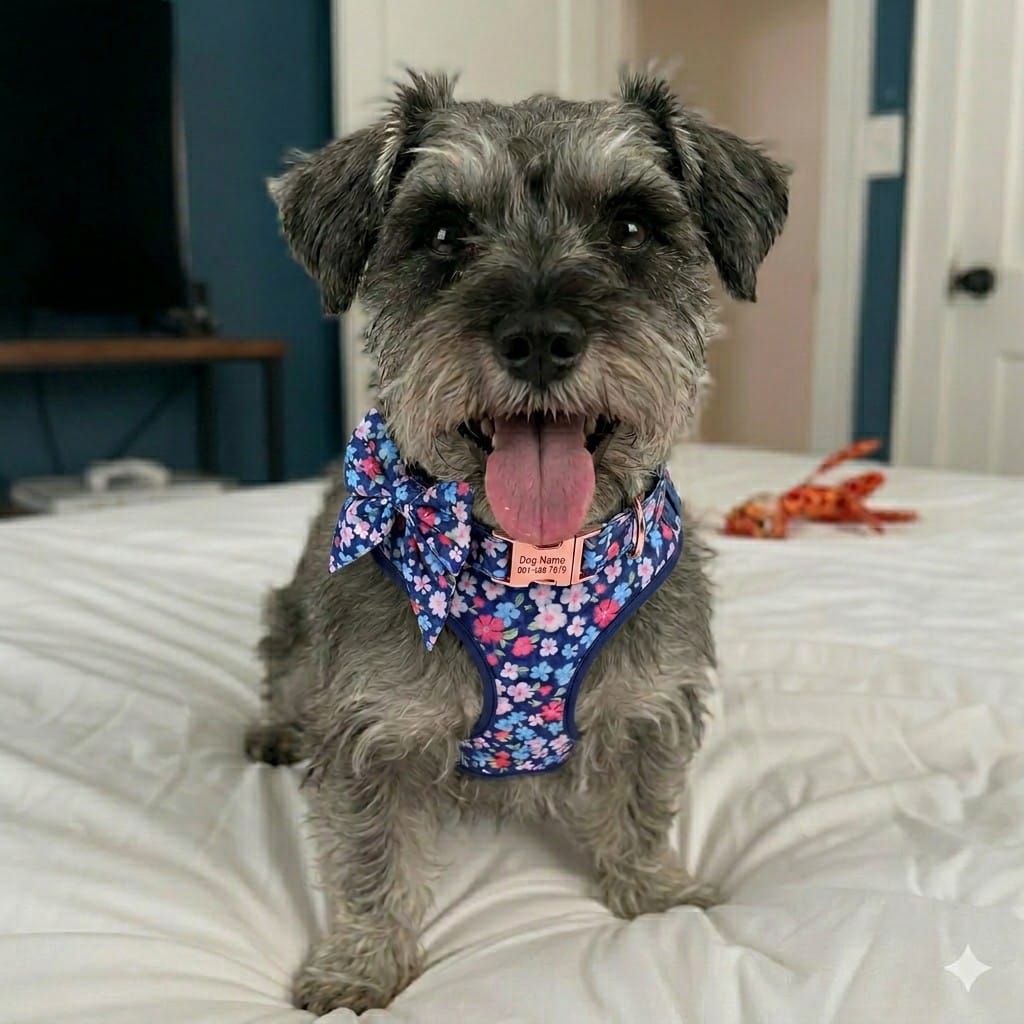 D&D Paws Designed Navy Retrol Floral Dog Vest Set