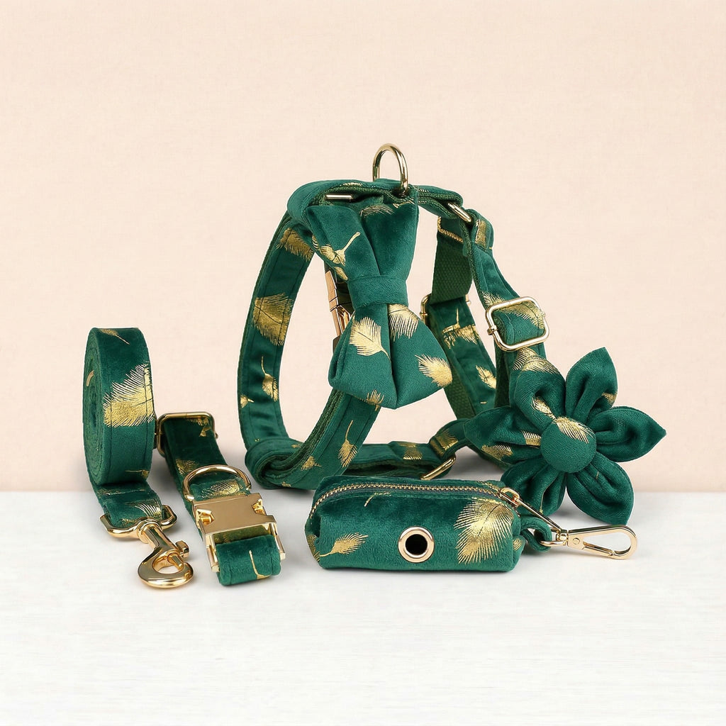 D&D Paws  Green Feather Velvet Set