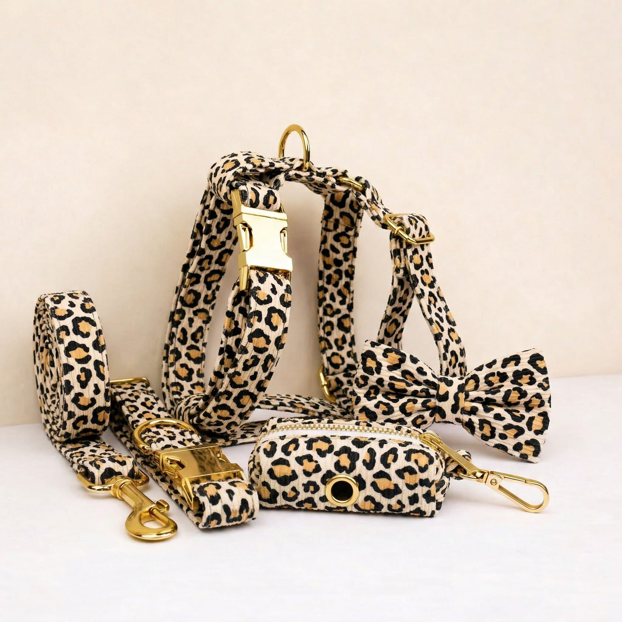 DDPaws Brown Leopard Velvet Set