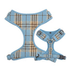 Designed Blue Brown Plaid Dog Vest Set