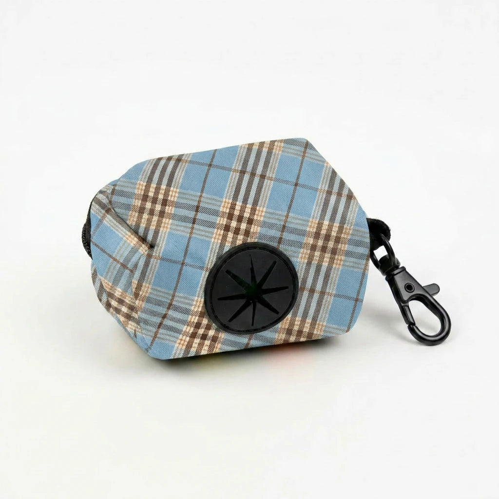 Designed Blue Brown Plaid Dog Vest Set