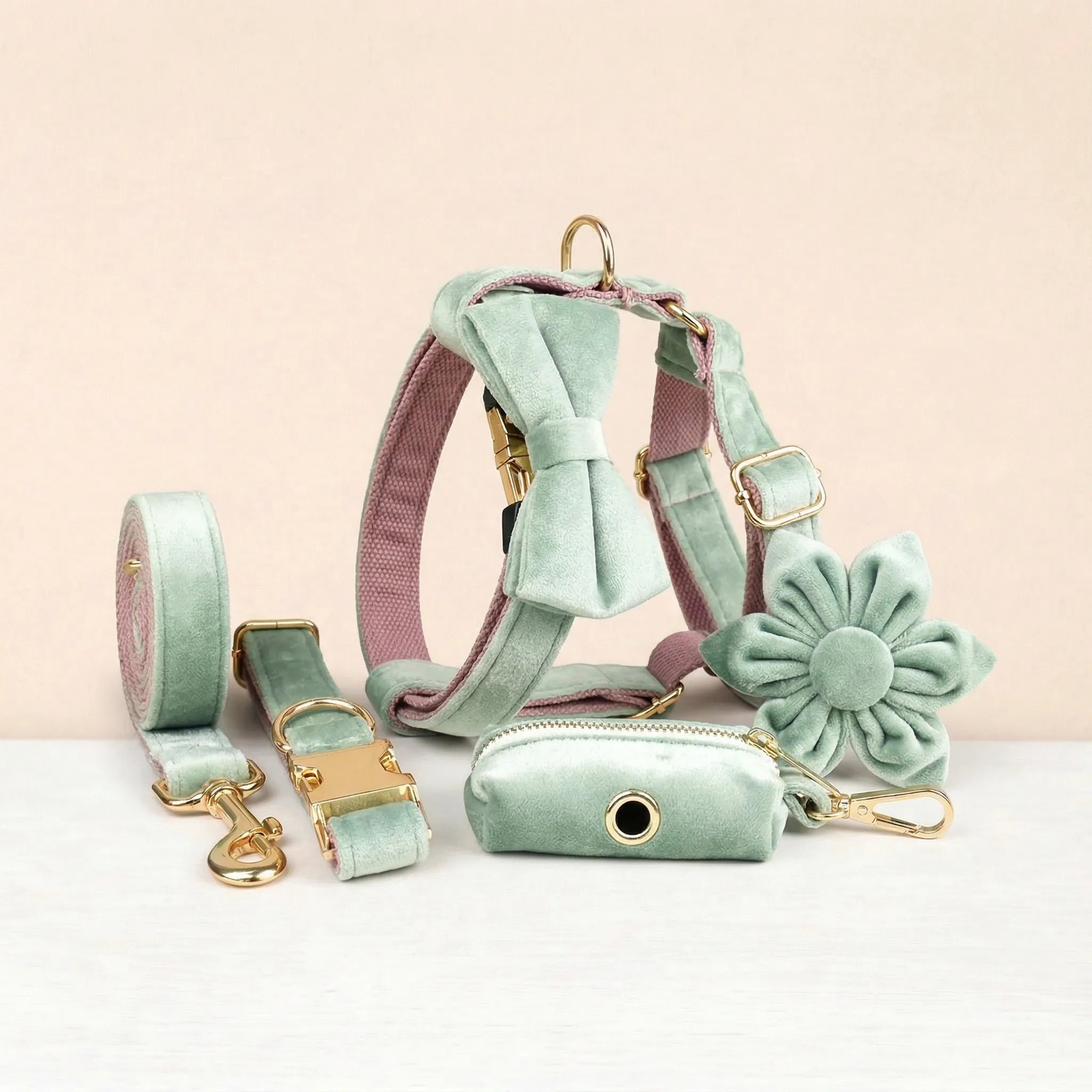 DDPaws  Mint Green Pink Velvet Set
