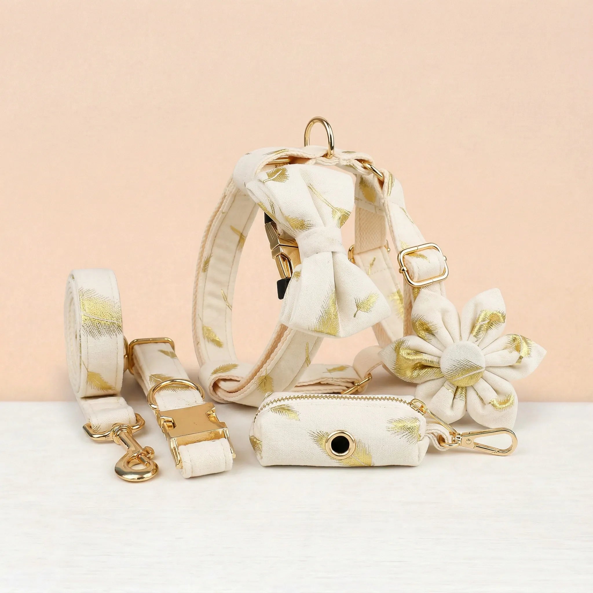 D&D Paws  Ivory Gold Leaf Velvet Set