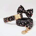 Midnight Blossom Floral Collar Leash Set