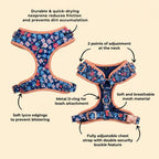D&D Paws Designed Navy Retrol Floral Dog Vest Set