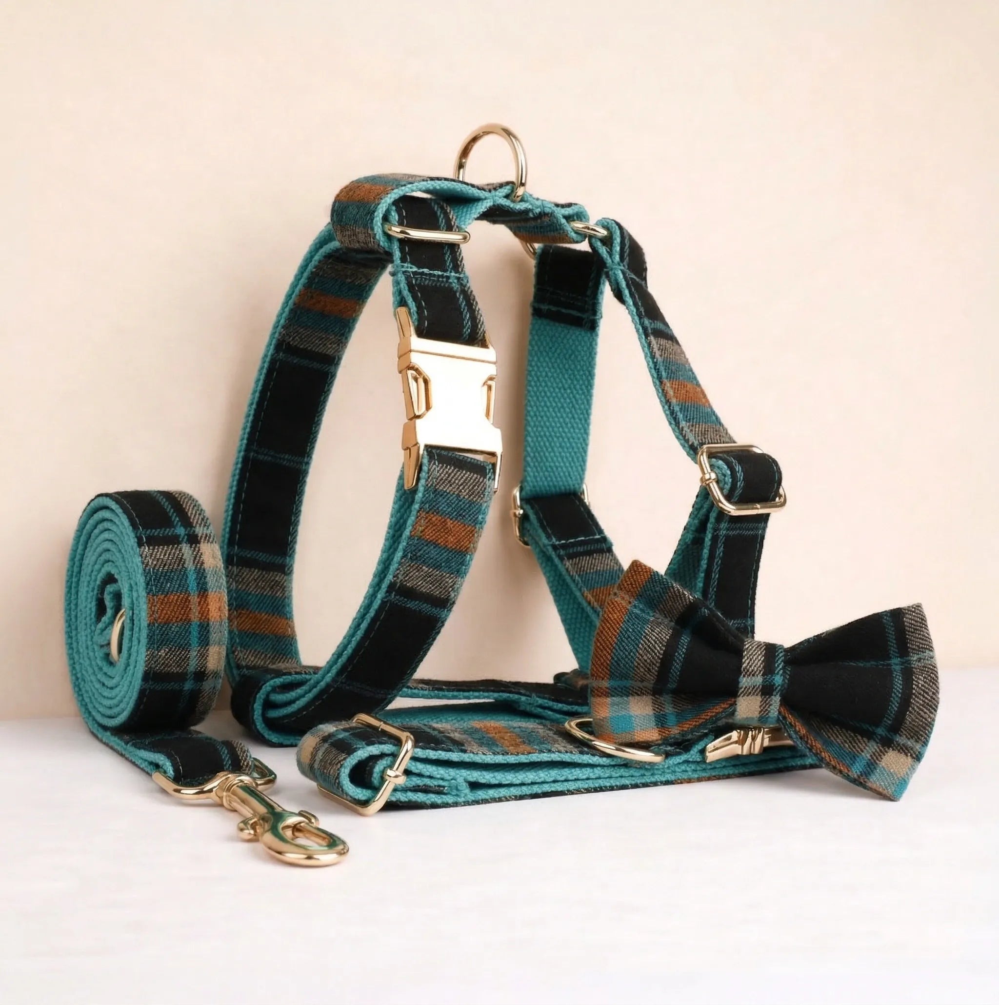 DDPaws  Plaid Emerald Fog Set