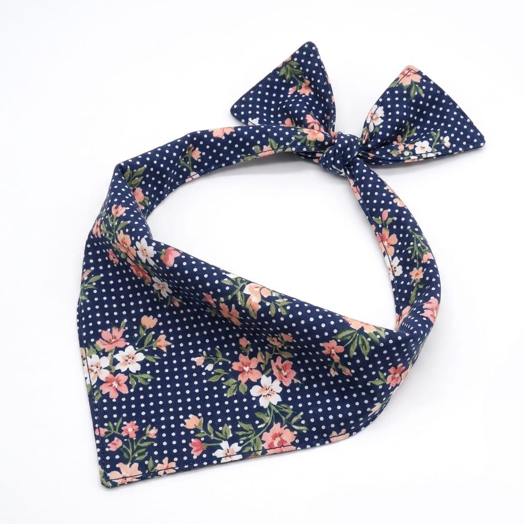 D&D Paws Bandana Designed Navy Floral Dog Vest Set