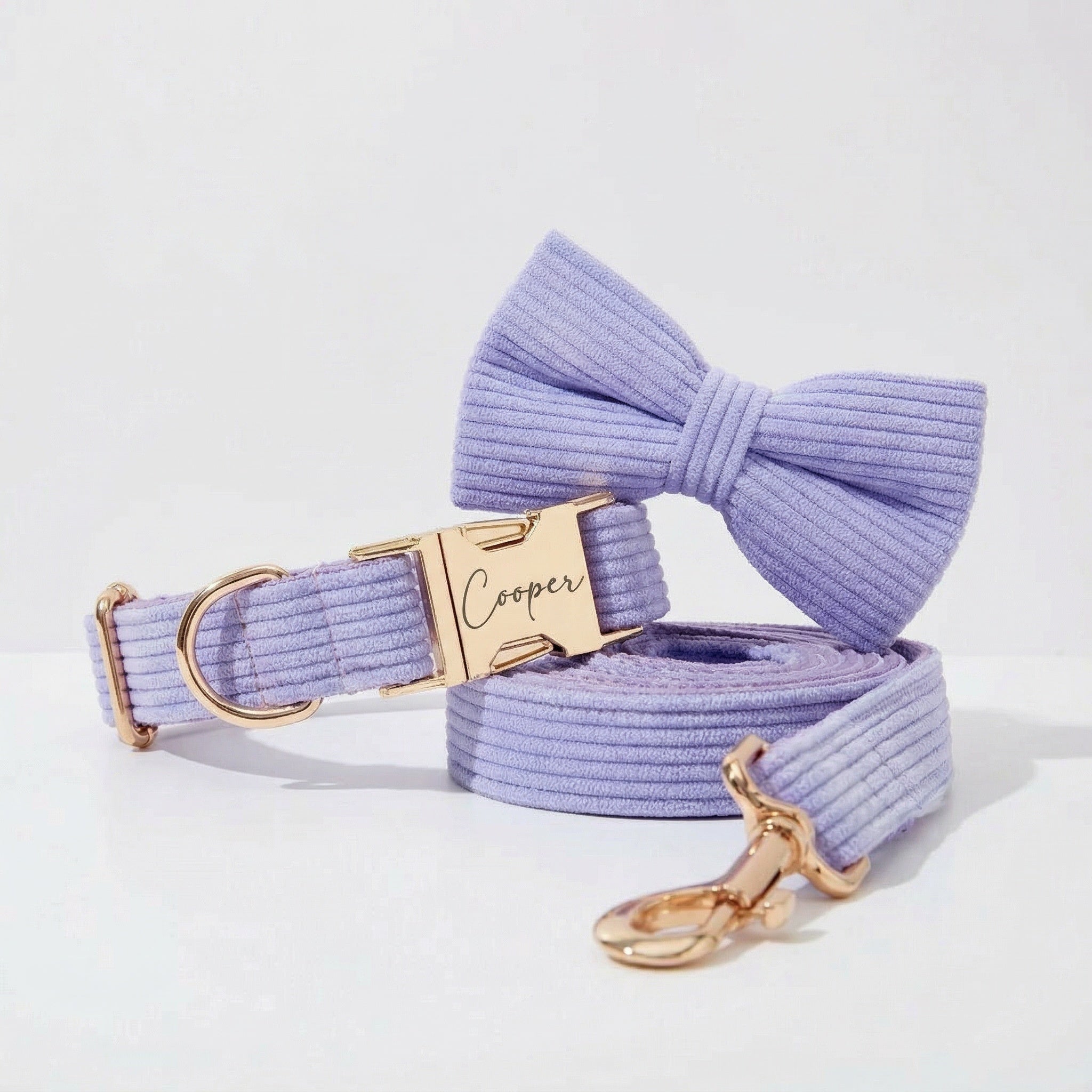 Purple Corduroy Collar Leash Set